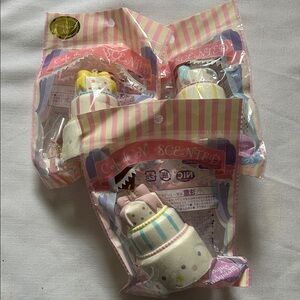 Set of 3 Squishy Cake Keychains